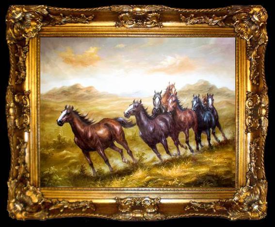 framed  unknow artist Horses 016, ta009-2